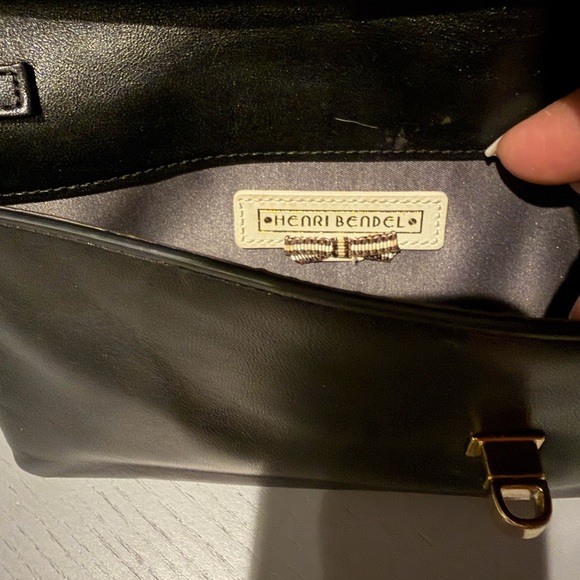 Henri Bendel Black Leather Clutch Wristlet Gold Hardware w Box Dust Bag NYC - Picture 3 of 6